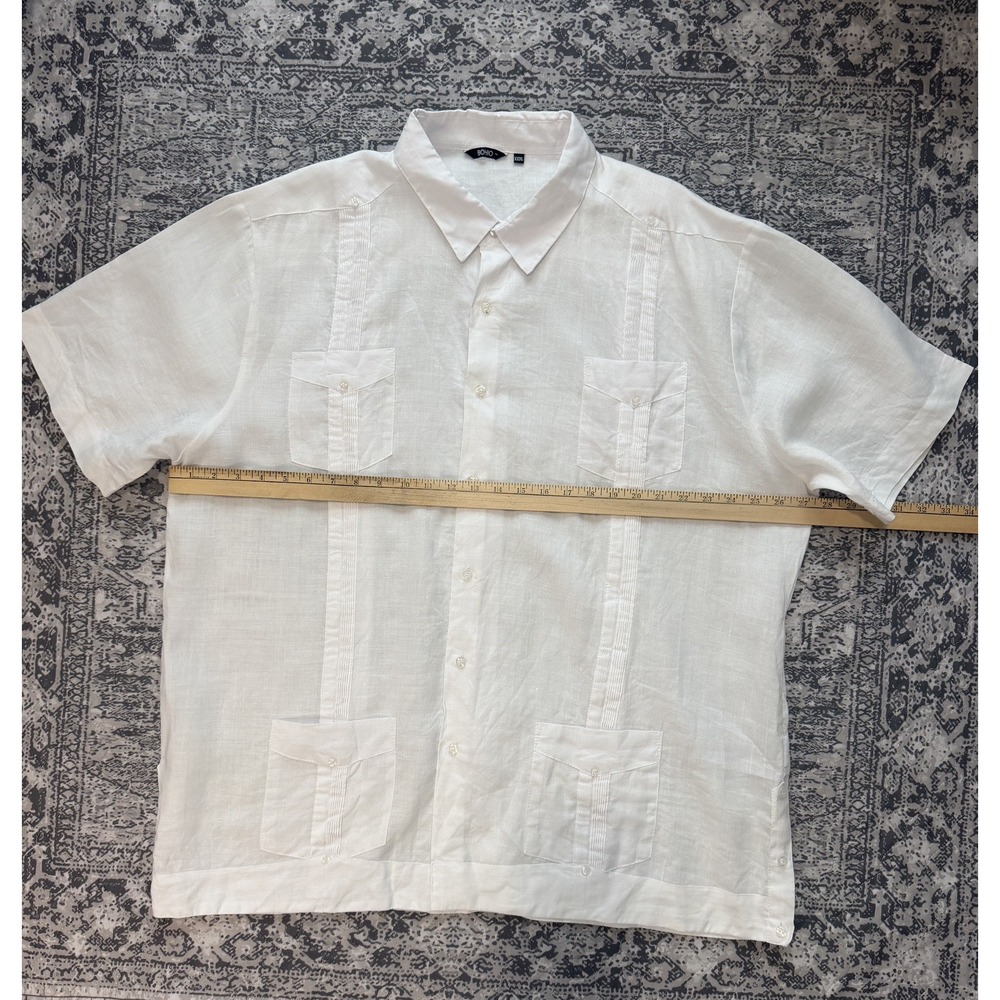 Bohio 100% Linen Guayabera Shirt Men's XXXL Cuban Mexican Wedding White Beach